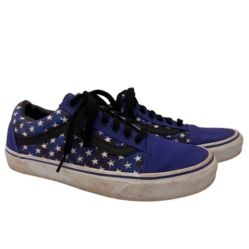 Vans Customs Blue & White Stars Galaxy Skate Sneakers Size 7.5